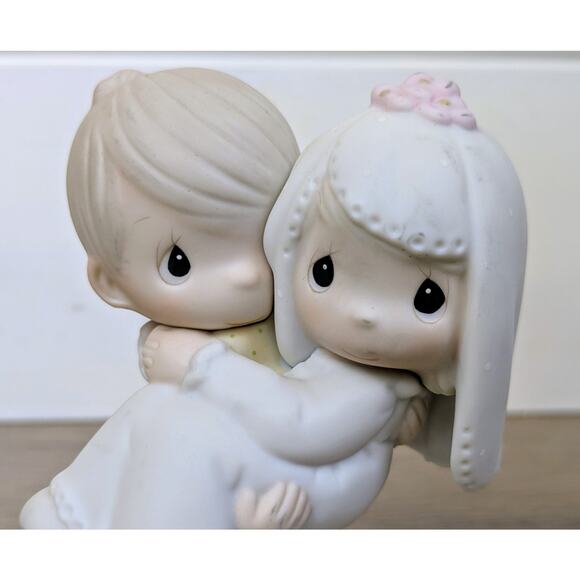 Precious Moments E-9255 Bless You Two Figurine 1982 Enesco Bride Groom Wedding - Picture 2 of 7